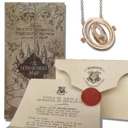 Kit Harry Potter: Carta Personalizada Hogwarts, Mapa do Maroto & Colar Vira-Tempo
