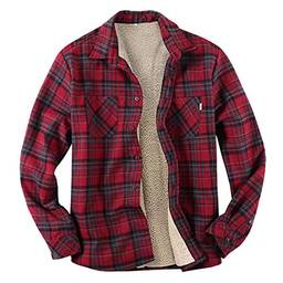 JHDESSLY Camisas masculinas de lã de manga comprida com botões forrados quentes para acampamento jaqueta xadrez cardigã suéter casaco casaco para uso externo