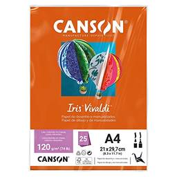 CANSON Iris Vivaldi, Papel Colorido A4 em Pacote de 25 Folhas Soltas, Gramatura 120 g/m², Cor Laranja (09)