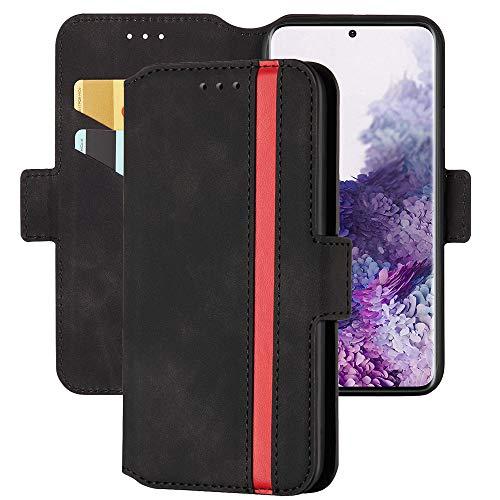 Capa carteira XYX para Samsung Galaxy Note 10 Plus/Note 10 Plus 5G, capa carteira de couro PU com costura fosca retrô com design flip com suporte e compartimento para cartão de crédito para identidade, fecho magnético, preto