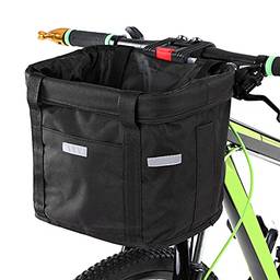 Sunbaca Cesta de bicicleta dianteira removível impermeável bicicleta guiador cesta Pet transportadora Frame Bag