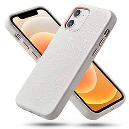 ESR Premium Couro real projetado para iPhone 12/12 pro Case [Slim Full Leather] [Suporta carregamento sem fio] [Scratch-Resistant] Case protetora para iPhone 12/12 pro polegadas -branco