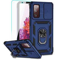 Capa Capinha Anti Impacto protetor de câmera em PC rígido e capa de telefone em TPU para Samsung Galaxy S20 fe + Película de Vidro (Galaxy S20 fe, Azul)