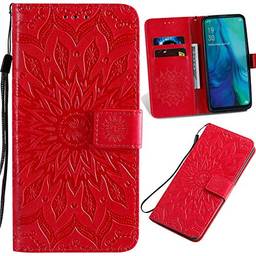 Capa carteira XYX para Galaxy A51, Samsung A51 Girassol Capa protetora de couro PU para Samsung A51 SM-A515 (Vermelho)