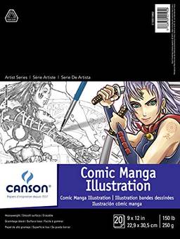 Canson Bloco de ilustração de mangá de quadrinhos da série Artist, 22,86 cm x 30,48 cm, capa dobrável, 20 folhas (100510882)