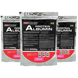 Kit 3x Albumina Protein, Bodybuilders, Morango, 500g