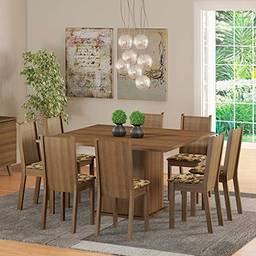 Conjunto Sala de Jantar Mesa e 8 Cadeiras Madesa Clarice Rustic/Bege/Marrom