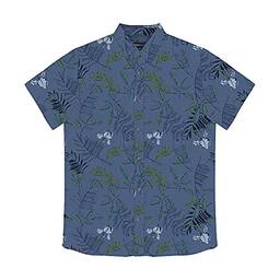 Camisa Masculina Folhas Rovitex Azul GG