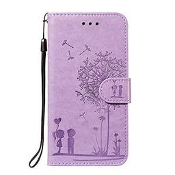 Capa carteira para celular LG K61 Flip [casal e dente-de-leão] - roxo