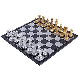 yeacher Jogo de xadrez internacional jogo de tabuleiro de xadrez magnético com tabuleiro de xadrez dobrável portátil viagem educacional jogo de tabuleiro