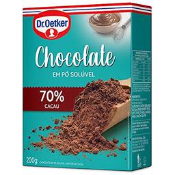Dr. Oetker Chocolate em Pó Solúvel, 70% Cacau, Para Saborosas Receitas de Bolos, Tortas, Brigadeiros e Sobremesas com Chocolate, 200g