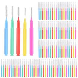Qudai 100 peças escovas interdentais Fio dental palito Aparelho ortodôntico Escova Ferramenta de limpeza de dentes Cuidados bucais BD