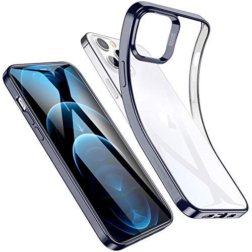 ESR Clear Case compatível com 12/12 Pro 6,1 polegadas, Silicone Slim Soft TPU, Capa de Silicone Flexível - Moldura Azul