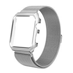 Pulseira Milanese case Para Apple Watch 44mm Aço Inox prata