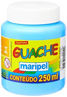 Tinta Guache, Maripel 7259, Azul Claro, 250 ml, Pacote de 6