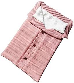 Cobertor para bebê | Saco de dormir para bebês | Saco de dormir quente de inverno para bebês | Carrinho de dormir com botão espesso com lã quente | Acessório para carrinho de bebê (rosa)