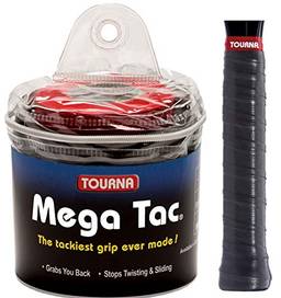 Tourna Mega Tac Extra aderente, preto (pacote com 30) (MT-30-XLBK)