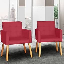 Kit 2 Poltronas Cadeira Decorativa para sala de estar recepção reforçada (Vermelho)