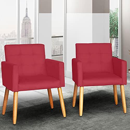 Kit 2 Poltronas Cadeira Decorativa para Sala de estar Cadeiras para Recepção Manicure Escritório Sala De Espera (Vermelho)