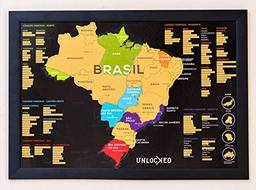 Mapa do Brasil de Raspar 66x46 CM | Unlocked | Com moldura | Scratch off Brazil Map | Mapa Raspadinha