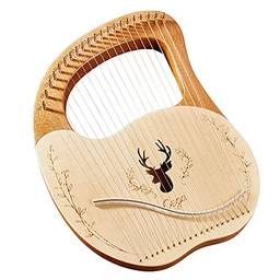 ERYUE Cega 21 Metal Strings Lira Harp Box Lira Harp Spruce Topboard Mogno Backboard Instrumento de Cordas com Chave de Afinação Strings Picks Music Note Sticker