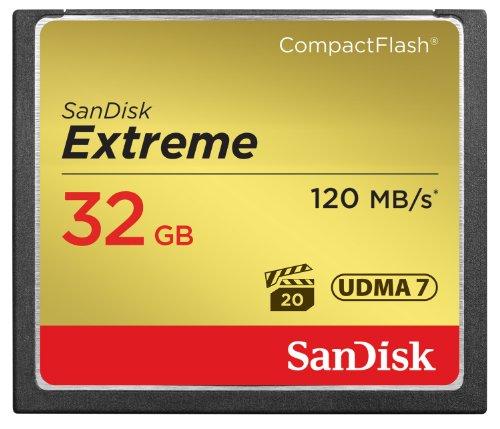 Cartão Extreme Compact Flash Card 32GB, SanDisk, Dourado