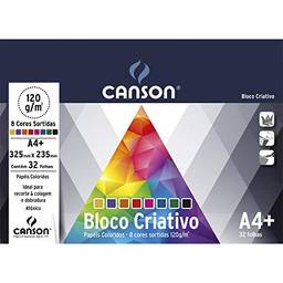 Bloco Criativo Cards A4+ 120g/m², Canson, 66667158, 8 Cores, 32 Folhas