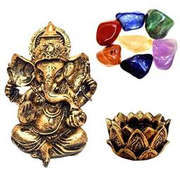 Combo Estátua de Ganesha + Castiçal + Pedras dos Chakras