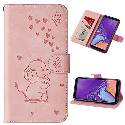 Capa carteira XYX para iPhone Xs Max 6,5 polegadas, [elefante amor em relevo] capa protetora flip de couro PU com compartimentos para cartão para meninas/mulheres, rosa