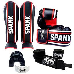 Kit Muay Thai Kickboxing Profissional Completo Sparring Spank - 16oz