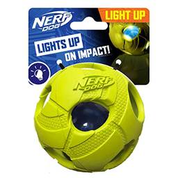 Nerf Dog Brinquedo para cães Bash Ball com LED interativo, leve, durável e resistente à água, 8,5 cm, para raças médias/grandes, unidade única, verde
