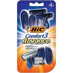 BIC Comfort 3 Advance Lâminas descartáveis para homens para um barbear ultra-calmante e confortável, pacotes de 4 lâminas descartáveis com 3 lâminas