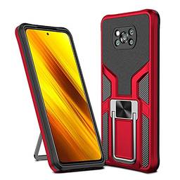SHUNDA Capa para Xiaomi Poco X3 NFC, suporte magnético para carro, capa de proteção à prova de choque para Xiaomi Poco X3 NFC 6.67" - vermelho