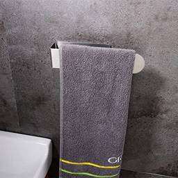 Porta Toalha Inox 20cm Suporte para Toalha de Banho Adesivo Toalheiro para Banheiro Escovado (Prata01)