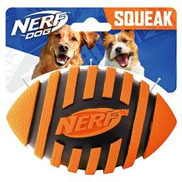 Nerf Dog Brinquedo de borracha para cães de futebol com rodo espiral, leve, durável e resistente à água, 12 cm de diâmetro para raças médias/grandes, unidade única, laranja (8915)