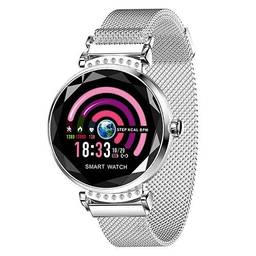Relógio Lady Mulheres Smartwatch Inteligente de Luxo Pulseira de Fitness Rastreador a Prova D'Água (Prata)