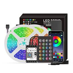 Aibecy Luzes de tira Smart Wifi LED RGB 65,6 pés. Luzes que mudam de cor 5050 com voz e APP e 24 teclas de controle remoto Luzes de fita para o festival Decoração de luz para o festival de festas em c