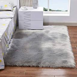 Aibecy Tapetes longos de pelúcia ultra macios e fofos em forma de retângulo Tapete de carpete de lã falsa para sala de estar.