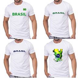 Kit 4 Camiseta Masculina Brazil Torcedor (P)