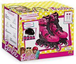 Fun Divirta-se Barbie Patins Ajustável G2 37 à 40 com Acessórios de Segurança, Multicor, Grande