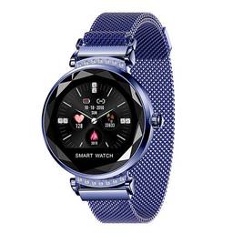 Relógio Lady Mulheres Smartwatch Inteligente de Luxo Pulseira de Fitness Rastreador a Prova D'Água (Azul)