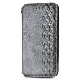 Capa carteira para iPhone 11 Flip Folio Capa de celular [Fashion Magnetic][Cor lisa] - Cinza