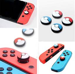 Capas analógicas de silicone para polegar e joystick para controle Nintendo Switch NS Joy-con, varas de pele Joy Con para Pokemon Pokeball Go (4 peças)