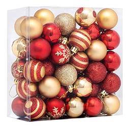 Angoily 50PCS Enfeites De Bola De Natal para Decorações Da Árvore de Natal 4CM Vermelho E Inquebráveis Enfeites De Natal Bolas de Ouro Conjunto para Árvore De Natal Decoração de Suspensão