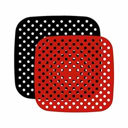 Tapete Silicone Air Fryer Tapete Protetor Fritadeira Antiaderente 19 CM Quadrado (Vermelho)