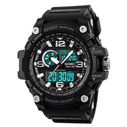 Relógio Esportivo Digital Masculino SKMEI, Relógio Militar Impermeável com Tela de LED com Alarme de Cara Grande, Tendência, 1-Black, Large