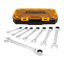 DEWALT Conjunto de chaves inglesas, chave catraca combinada SAE, tecnologia de torque direto, caixa com trava incluída, 8 peças (DWMT74733)