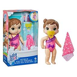 Boneca Baby Alive Banho Carinhoso Morena - Para brincar dentro e fora da água - E8722 - Hasbro, Cor: Rosa e roxo
