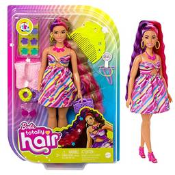 Barbie Boneca Totally Hair Vestido de Flores, HCM89