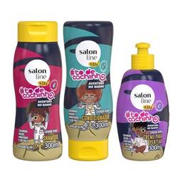Kit #todecachinho Kids Aventura no Banho com Creme para Pentear Ondulados Salon Line